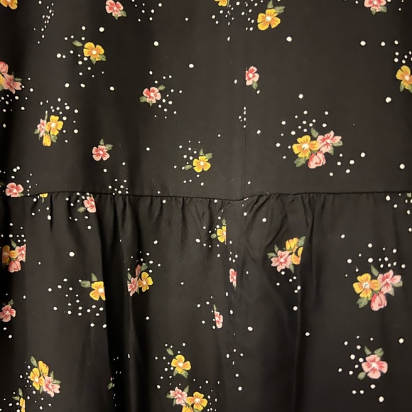 Old Navy Black Dress w/Pink & Yellow Floral Print & Tiny White Dots - Picture 6 of 15
